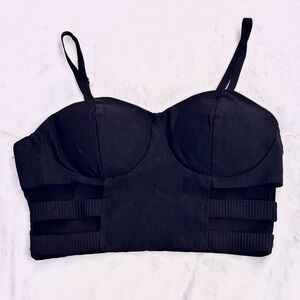 Bozzolo Black Strappy Bustier Crop Top - Size S